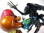 Figma Samus Aran and Revoltech Alien Queen